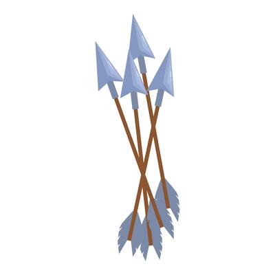 Five sharp medieval arrows pointing upwards illustration