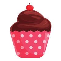 Delicious chocolate cupcake with cherry on top in pink wrapper vector