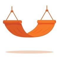 Empty orange hammock hanging on ropes on white background vector