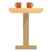 Round table with two mugs standing on white background vector