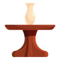 Wooden coffee table with vase standing on top vector