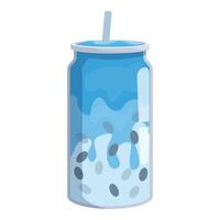 Bubble tea showing boba pearls floating in blue liquid vector