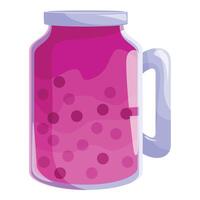 Glass jar filled with delicious berry compote with seeds vector