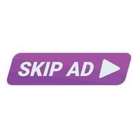 Purple rounded skip ad button with arrow vector