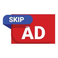 Skip ad button showing online advertisements vector