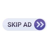 Skip ad button showing concept of avoiding videos vector