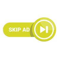 Green skip ad button showing the concept of online advertising vector
