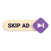 Skip ad button allowing user to skip advertisement vector