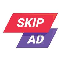 Skip ad button appearing during internet streaming service vector