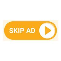 Skip ad button with play symbol for website or app vector