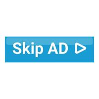 Blue skip ad button inviting user to skip advertisement vector