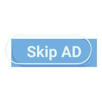 Blue skip ad button showing online advertisement vector