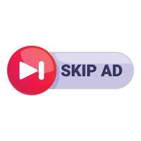 Skip ad button with arrow icon for fast forwarding vector