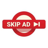 Skip ad button allowing user to avoid watching marketing vector