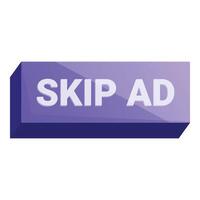 Skip ad button showing stop commercial advertisement vector