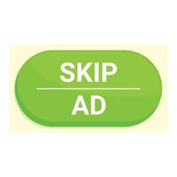 Green skip ad button prompting action from viewers vector