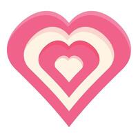 Pink heart showing love and affection with concentric shapes vector
