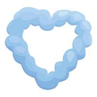 Blue cloud heart frame floating on white background vector