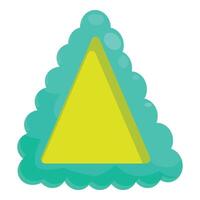 Yellow triangle shape surrounded by turquoise wavy border vector