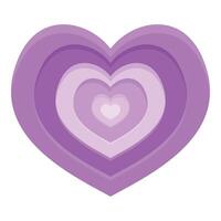 Purple heart creating concentric shapes showing love and romance vector