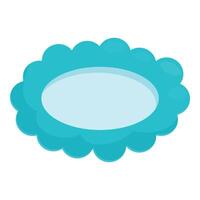 Blue cloud shape frame with oval center surrounded by rounded petals vector