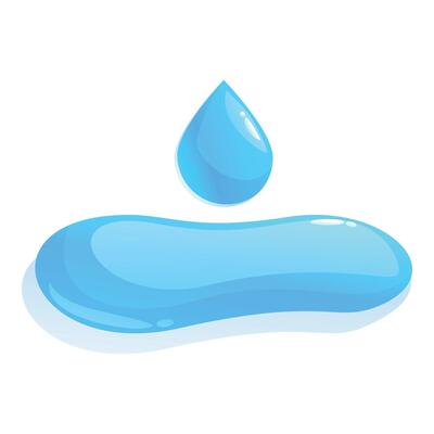 Single water drop falling on a blue liquid surface