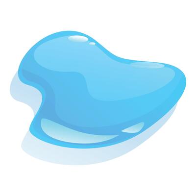 Blue liquid puddle spreading on white background