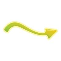 Green wavy arrow pointing right with yellow border vector