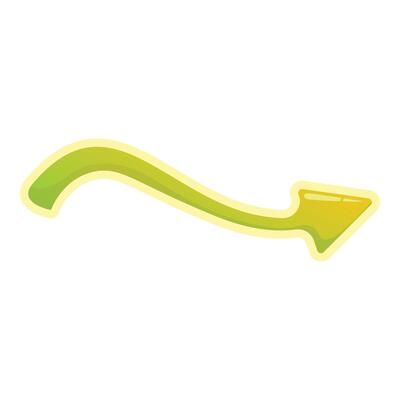 Green wavy arrow pointing right with yellow border