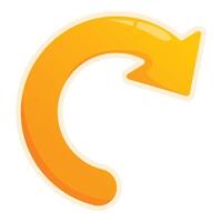 Orange arrow forming a circle pointing to the right vector