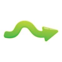 Green arrow pointing right with winding path vector