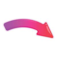 Red and pink gradient arrow pointing down right vector