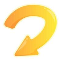 Glossy yellow arrow pointing up and turning back on white background vector