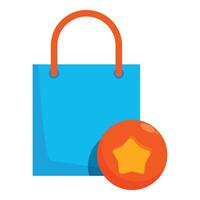Shopping bag standing with loyalty program icon featuring a star vector