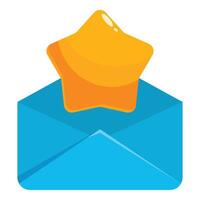 Open blue envelope with a gold star appearing from inside vector