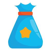 Blue bag with a yellow star bursting open with copy space vector