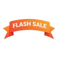 Orange ribbon banner showing flash sale with gradient vector