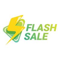 Green and yellow banner announcing a flash sale with a lightning bolt vector