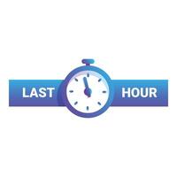 Blue stopwatch showing last hour on white background vector