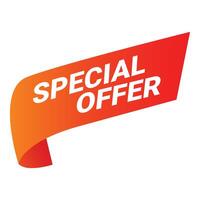 Red ribbon announcing special offer with gradient effect vector