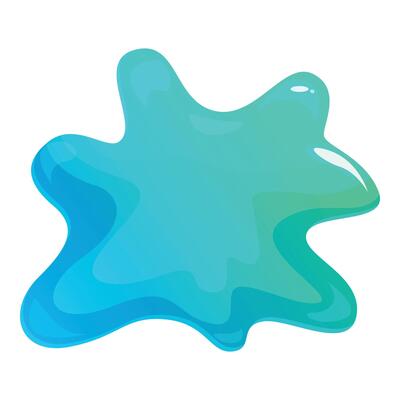 Blue slime blob splashing making abstract organic shape