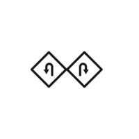 Left Right U-Turn Warning icon vector