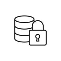 Secure Data base icon logo sign outline vector