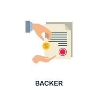 Backer flat icon. Simple sign from crowdfunding collection. Creative Backer icon illustration for web design, infographics and more vector