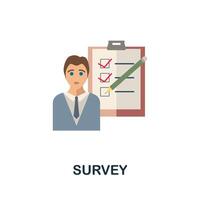 Survey flat icon. Simple sign from crowdfunding collection. Creative Survey icon illustration for web design, infographics and more vector