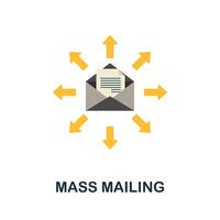 Mass Mailing flat icon. Simple sign from crowdfunding collection. Creative Mass Mailing icon illustration for web design, infographics and more vector