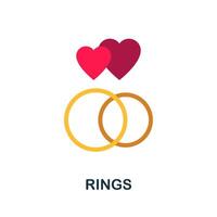 Rings flat icon. Color simple element from wedding collection. Creative Rings icon for web design, templates, infographics and more vector