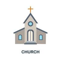 Church flat icon. Color simple element from wedding collection. Creative Church icon for web design, templates, infographics and more vector