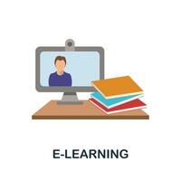E-Learning flat icon. Color simple element from work from home collection. Creative E-Learning icon for web design, templates, infographics and more vector