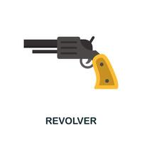 Revolver flat icon. Color simple element from wild west collection. Creative Revolver icon for web design, templates, infographics and more vector